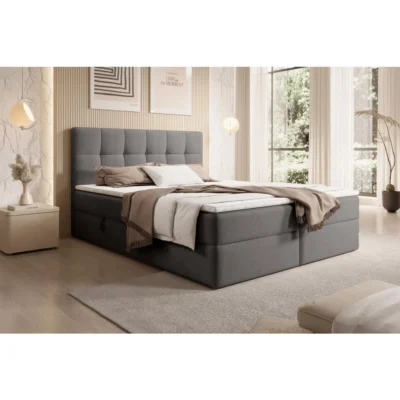Fun Möbel Boxspringbett ARTURO in Graphit, Liegefläche 120x200 cm – mit Bettkasten, Bonellfederkern